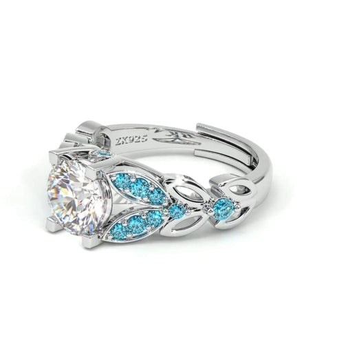 Zarkan Princes Blue Crown 925 Pure Silver Ring