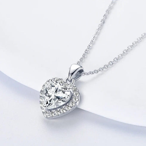 Zarkan 925 Silver Classic Heart Pendant With Link Chain