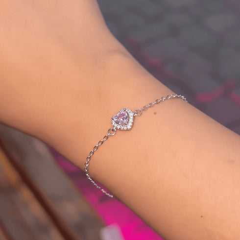 Hallmark Silver Pink Heart Minimal Bracelet