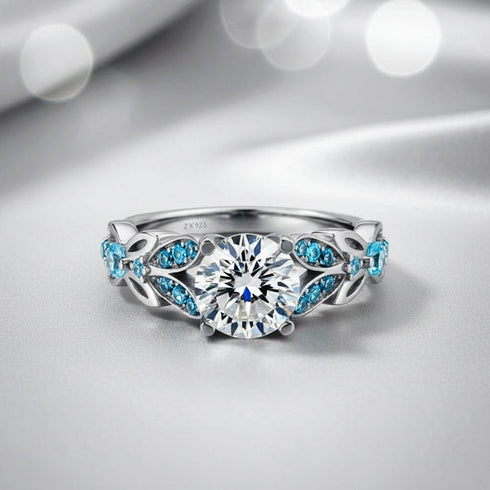Zarkan Princes Blue Crown 925 Pure Silver Ring
