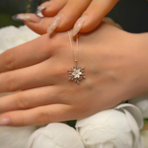 Hallmark Silver Snow Flower Rose Gold Pendant