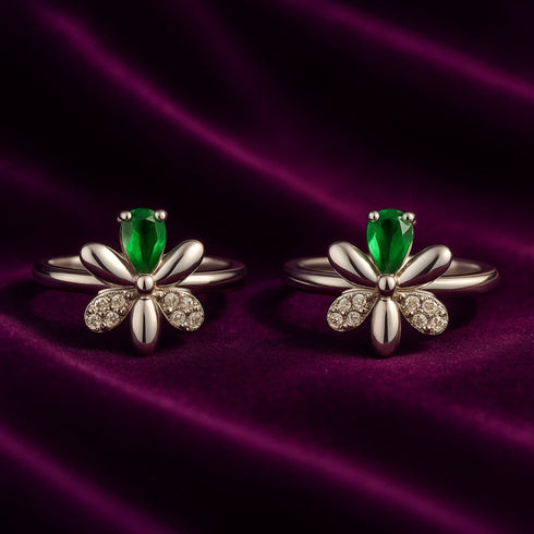 Zarkan The Green Bee Silver Toe Rings