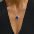 Hallmarked Silver Sapphire Heart Pendant With Link Chain