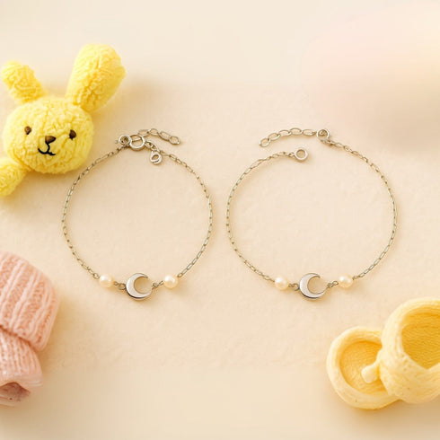 Hallmark Silver Cute Moon Charm Silver Anklets for Babies – Pair