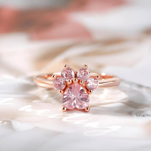 Zarkan Baby Cat Paw Rose Gold 925 Silver Ring