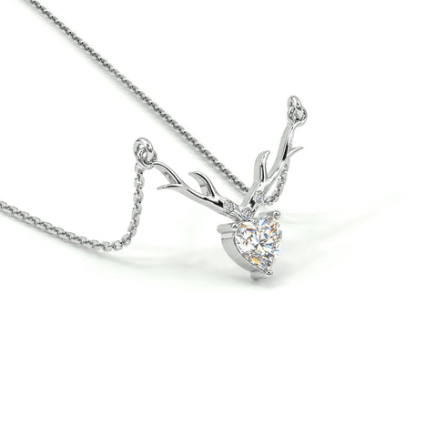 925 Silver Deer Heart Necklace For Dear Love