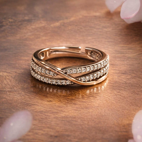 Zarkan 925 Hallmark Slash The Diamonds Pure Silver Adjustable Ring