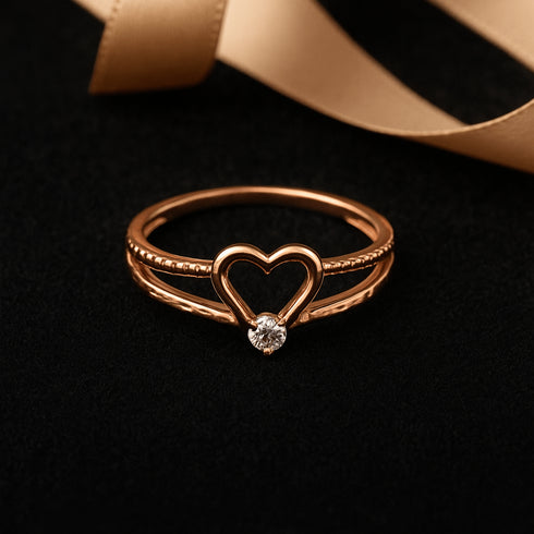 Hallmark Silver Rose Gold Heart Solitaire Promise Ring
