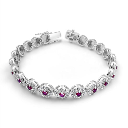 Zarkan 925 Silver Dark Pink Royal Bracelet