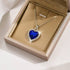 Hallmarked Silver Sapphire Heart Pendant With Link Chain