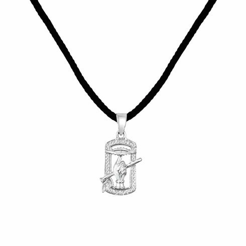 Zarkan 925 Silver Lord Krishna Hands Pendant with Flute