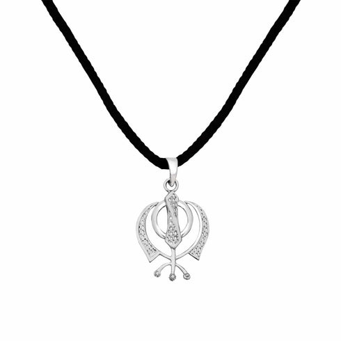 Zarkan 925 Silver Sikh Khanda Pendant