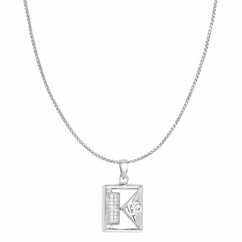 Zarkan Religious Pure Silver Om Pendant With Chain