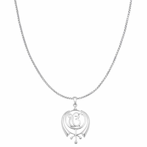 Zarkan 925 Silver Khalsa Pendant With Chain