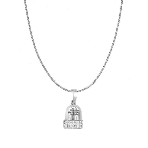 Zarkan Silver Shiva Lingam Pendant With Chain
