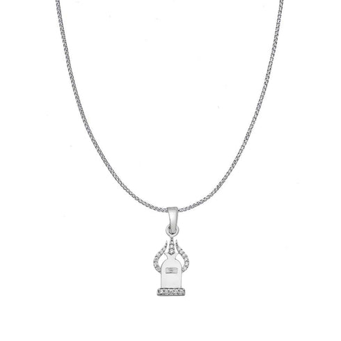 Zarkan Silver Shiv Trishul & Lingam Pendant With Chain