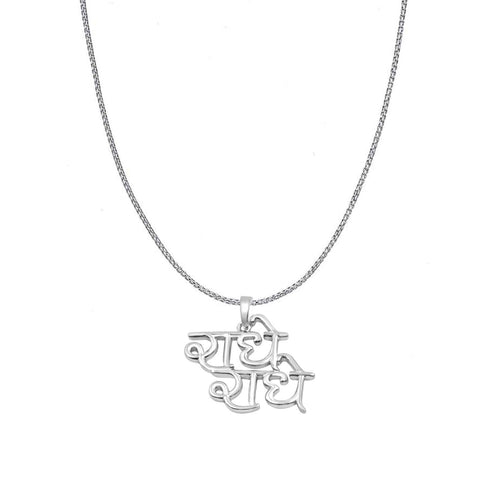 Zarkan 925 Silver Radhe Radhe Pendant With Chain