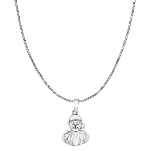 Zarkan 925 Silver Shri Sai Pendant With Chain