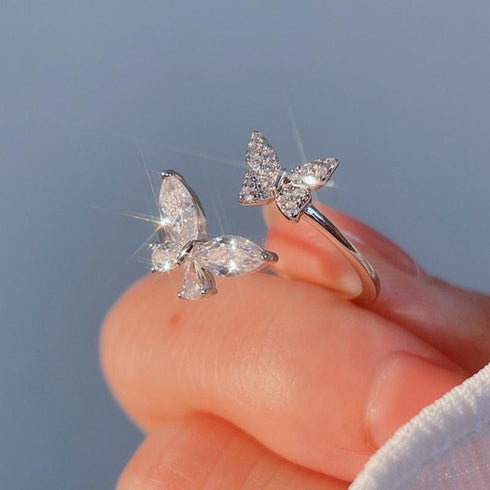 Hallmark Silver Sparkling Butterfly Ring