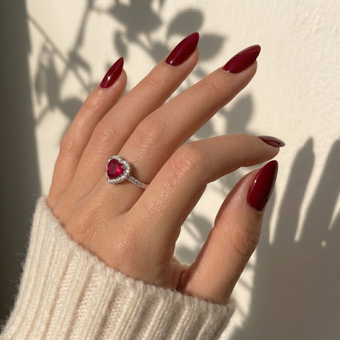 Hallmarked Silver Sweet Heart Pink Ring