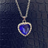 Hallmarked Silver Sapphire Heart Pendant With Link Chain
