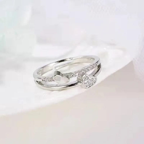 Hearts Of Love Pure Silver AD Ring