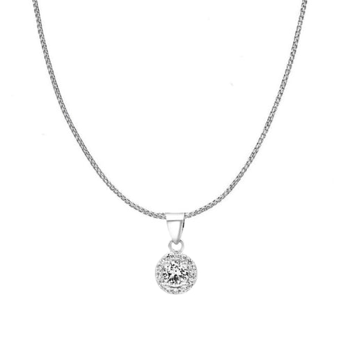 Zarkan 925 Silver American Diamond Solitaire Pendant Set