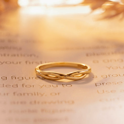Hallmark Silver Twist Minimal Gold Plated Ring