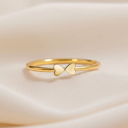 Hallmark Silver Cute Love Heart Minimal Gold Plated Ring