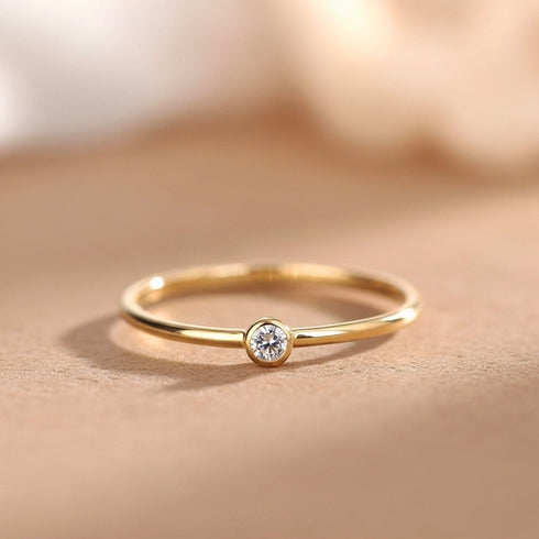 Hallmark Silver Solitaire Gold Plated Ring