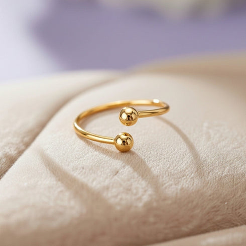 Hallmark Silver Twin Dot Minimal Gold Plated Ring