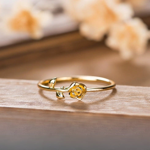 Hallmark Silver Minimal Rose Propose Gold Plated Ring