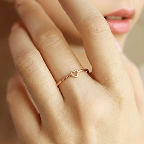 Hallmark Silver Loving Heart Gold Plated Minimal Ring