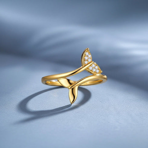Hallmark Silver Minimal Golden Fishtail Ring