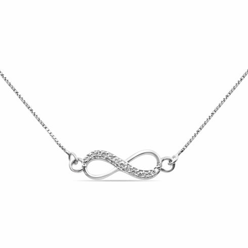 Zarkan 925 Sterling Silver Infinity Necklace with Box Chain