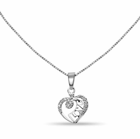 Zarkan 925 Silver Love Heart Letter Pendant
