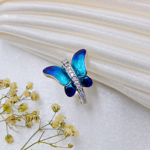 Blue Butterfly Diamond 925 Silver Ring