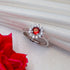 Zarkan 925 Silver Red Flower Solitaire American Diamond Ring