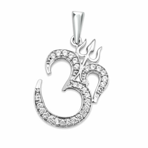 Zarkan 925 Silver OM Trishul Pendant With Chain