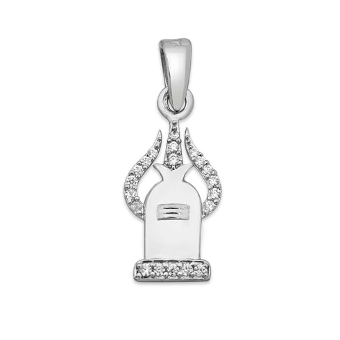 Zarkan Silver Shiv Trishul & Lingam Pendant With Chain