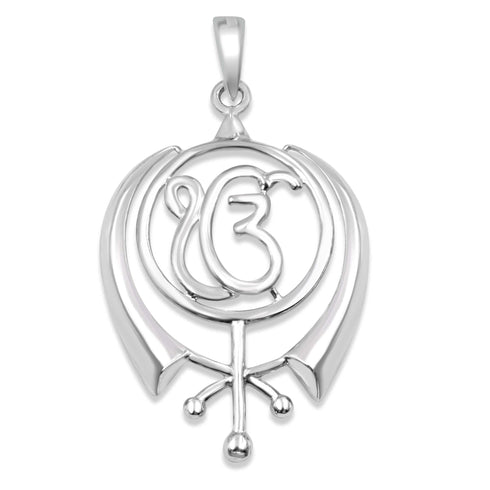 Zarkan 925 Silver Khalsa Pendant With Chain
