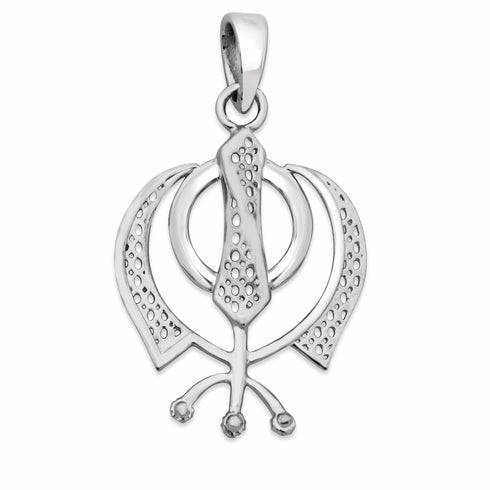 Zarkan 925 Silver Sikh Khanda Pendant With Chain