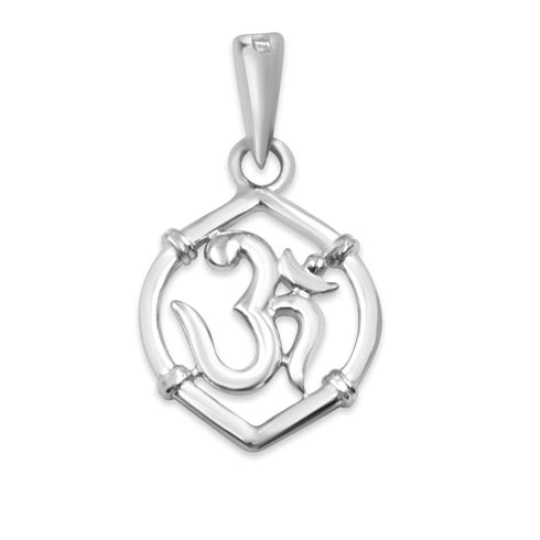 Hallmark Silver Minimal OM Pendant With Box Chain