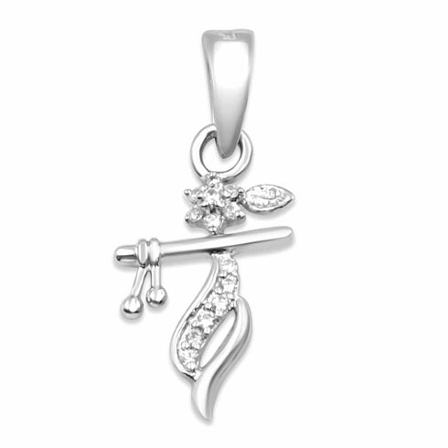 Zarkan 925 Silver Krishna Bansuri Pendant With Chain