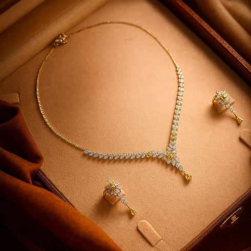 Hallmark Silver American Diamond Golden Glow Jewelry Set