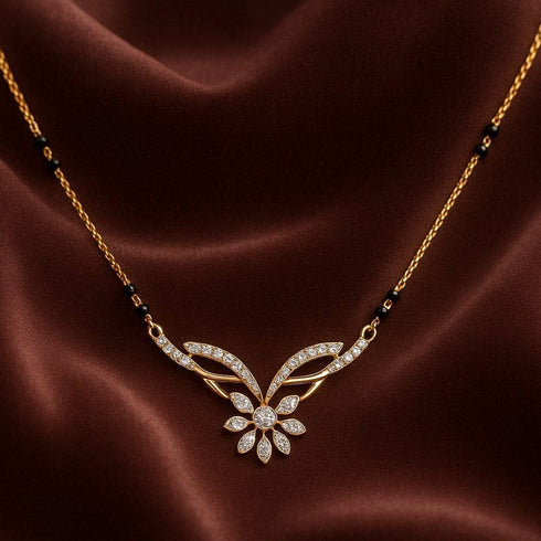Hallmark Silver Morden Stunning Flower Gold Plated Mangalsutra