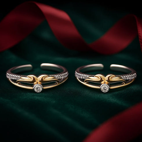 Zarkan Golden Spotlight Silver Toe Rings