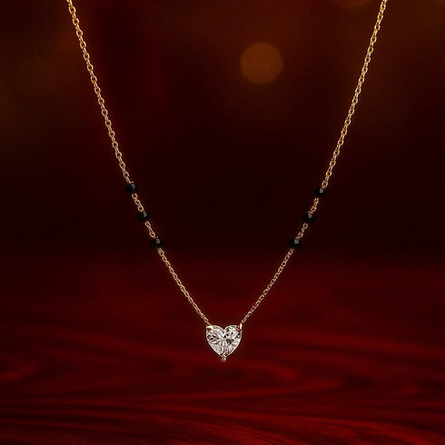 Hallmark Silver Minimalist Heart Shape Gold Plated Mangalsutra