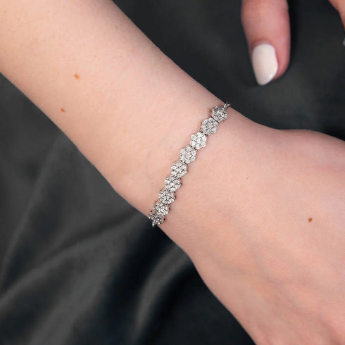 Zarkan Floral Pair Love Silver Bracelet