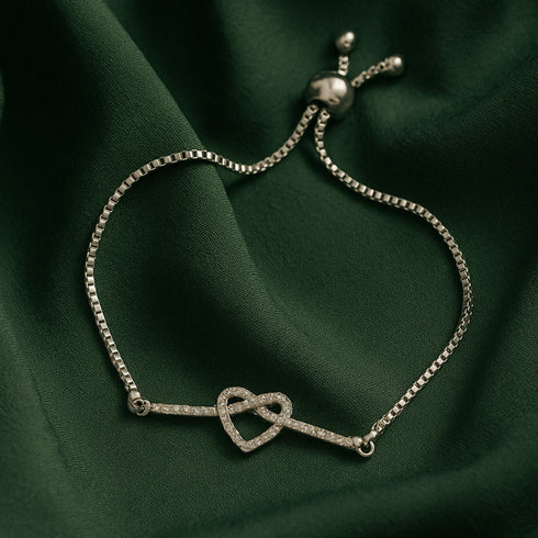 Zarkan Infinity Heart Silver Bracelet